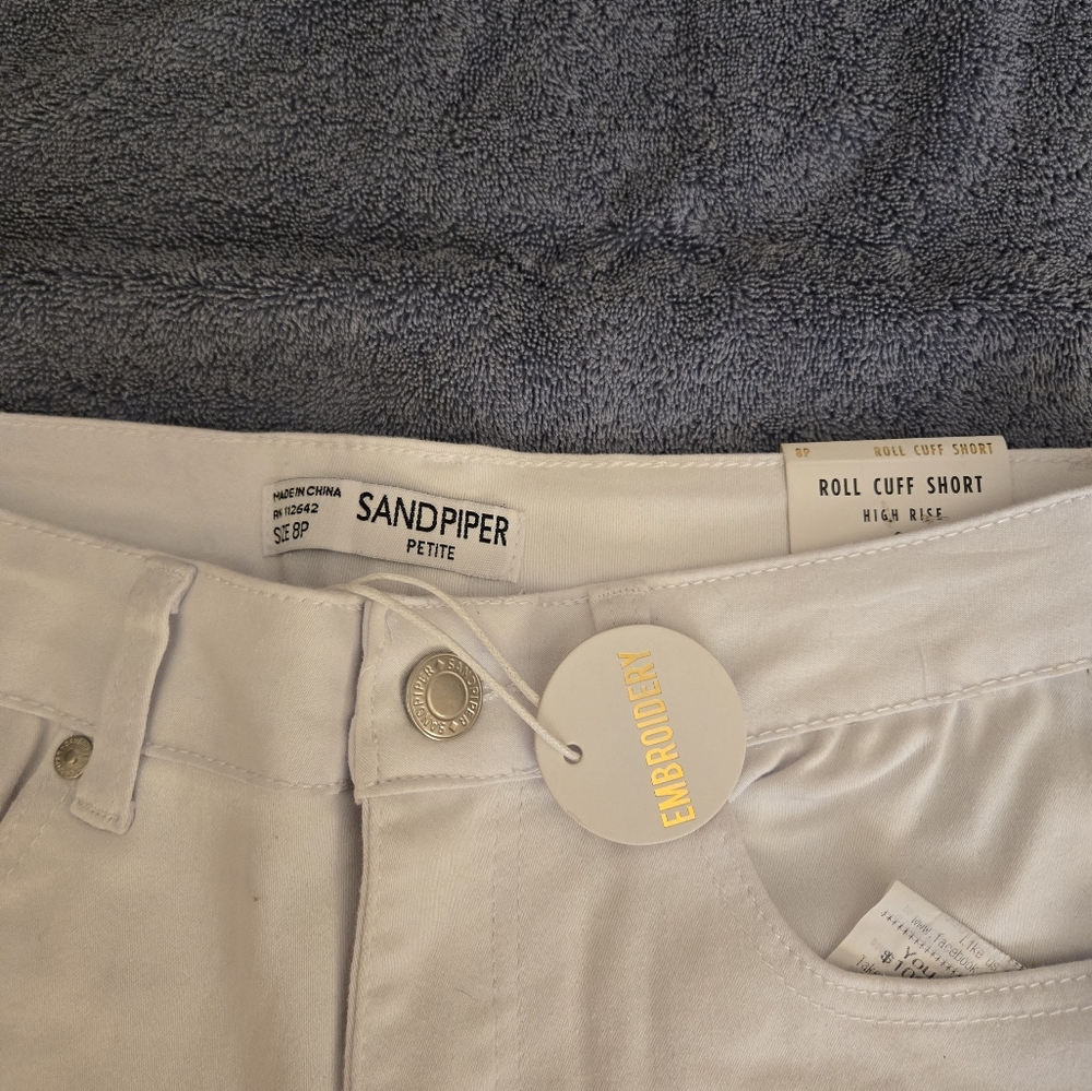 Sandpiper White Jean Shorts with Floral Embroidery - Picture 4 of 4